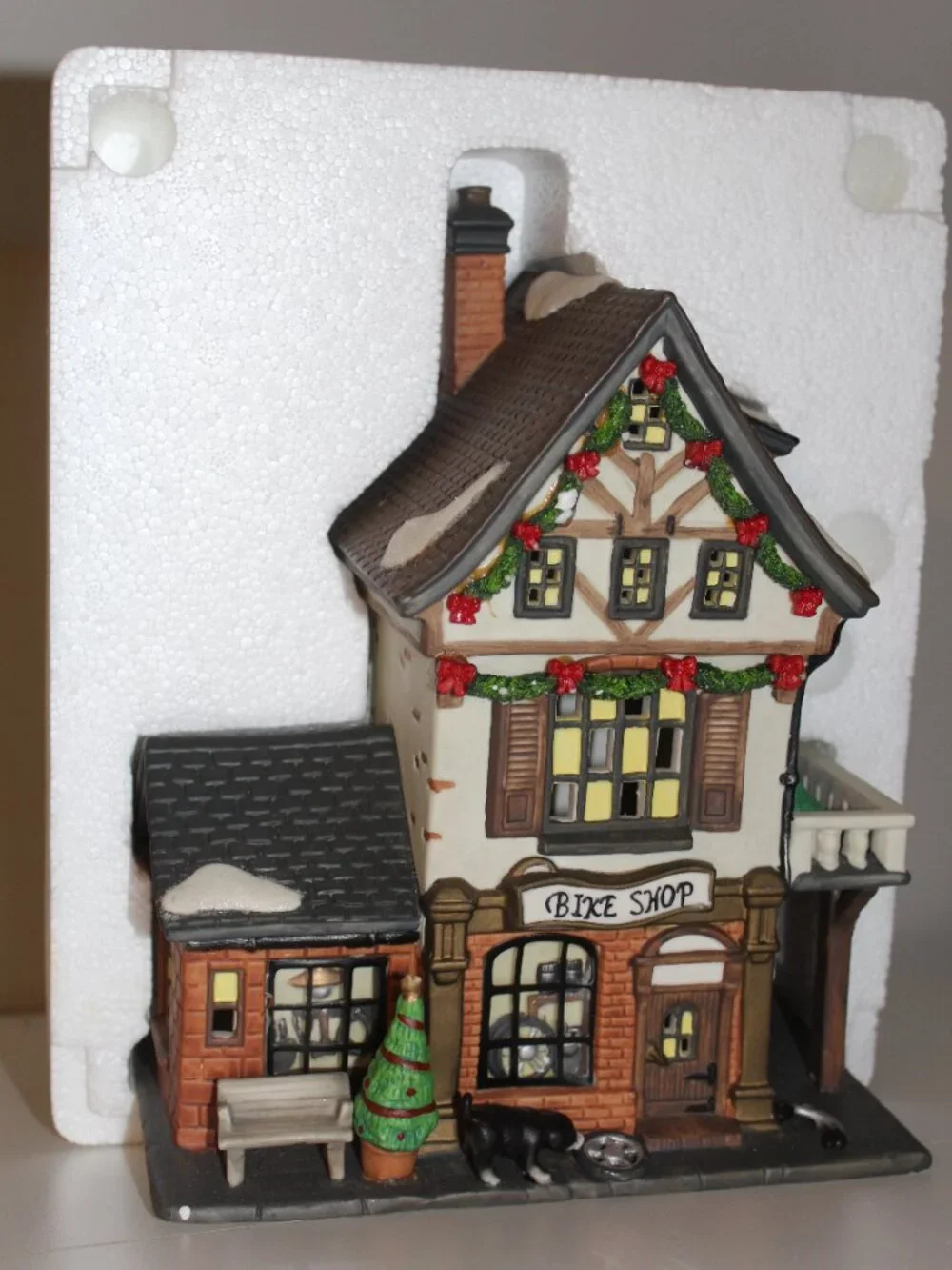Vintage Heartland Valley Village Christmas Porcelain House Bike Bicycle Shop
